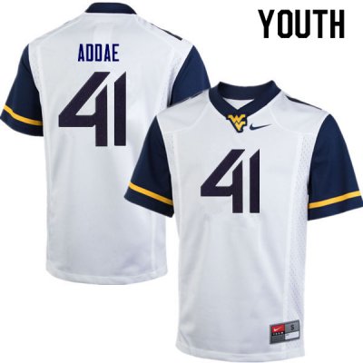 Youth West Virginia Mountaineers NCAA #41 Alonzo Addae White Authentic Nike Stitched College Football Jersey PX15X07CI